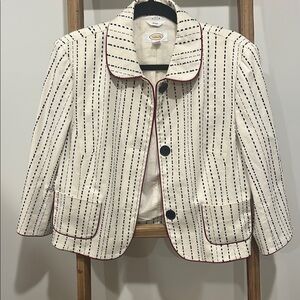 Talbots Cream Jacket with Navy Stripes